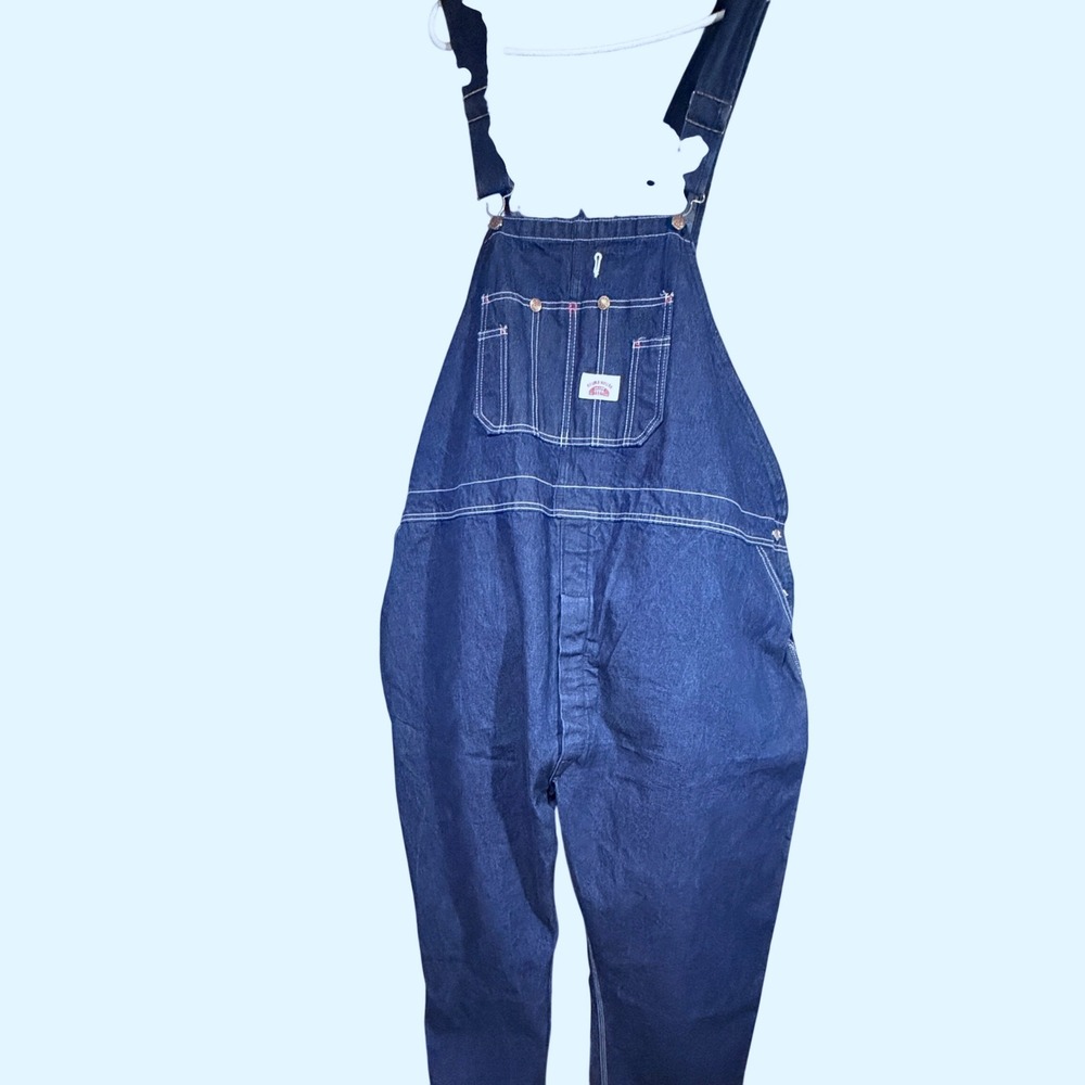 Round House Mens Blue Denim Bib Overalls USA Big & Tall 62x32 NICE Coveralls
